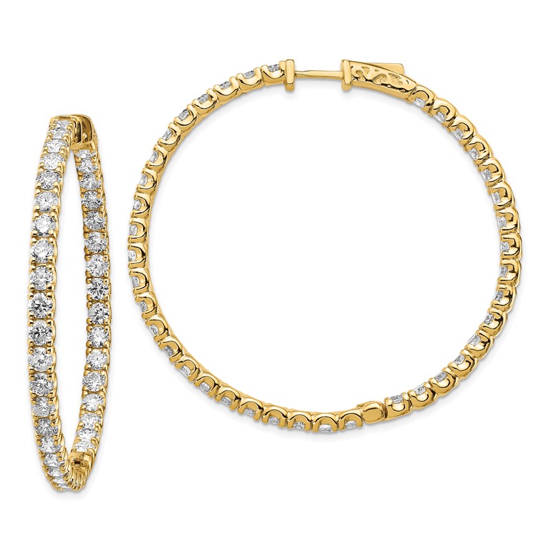 True Origin 14k 7 1/4 carat Lab Grown Diamond VS DEF Patented Safety Clasp In and Out Hoop Earrings
