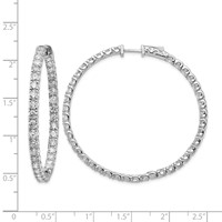 14K White Gold 7.25 Carat Diamond Round in Out Hoop Earrings with Safety Clasp view 2