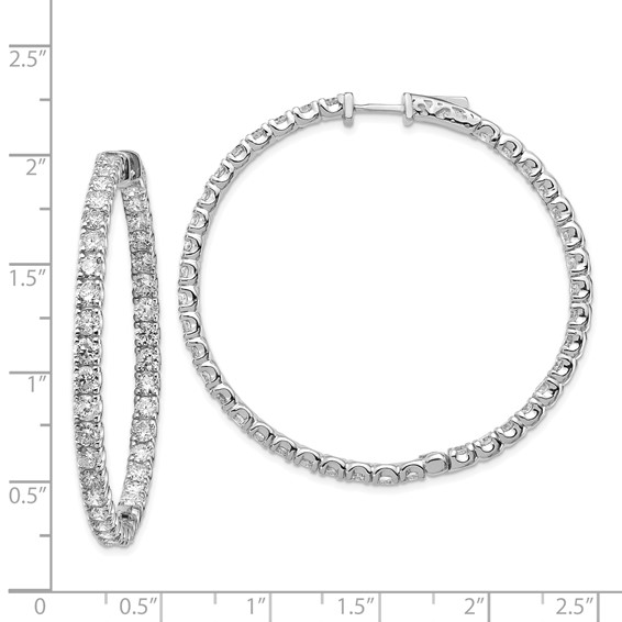 14k White Gold (Holds 78-2.9mm Round) In/Out Hoop w/Safety Clasp Earring Mountings