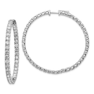 14k White Gold (Holds 78-2.9mm Round) In/Out Hoop w/Safety Clasp Earring Mountings