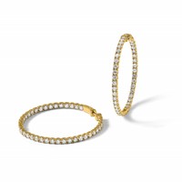True Origin 14K Yellow Gold 7.25 Carat Lab Grown Diamond VS+ F+ Complet in and Out Hoop Earrings view 3