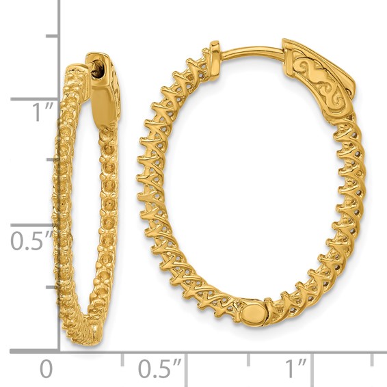 14k (Holds 60-1.7mm Round) Oval In/Out Hoop w/Safety Clasp Earring Mountings