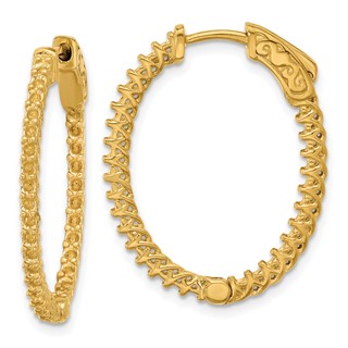 14k (Holds 60-1.7mm Round) Oval In/Out Hoop w/Safety Clasp Earring Mountings