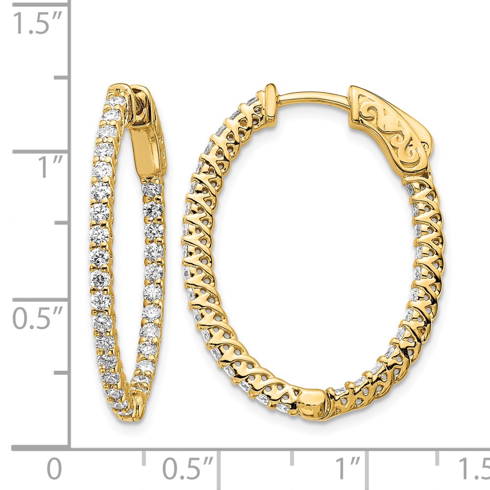 14k Diamond Oval Hoop w/Safety Clasp Earrings (XE2019AA)