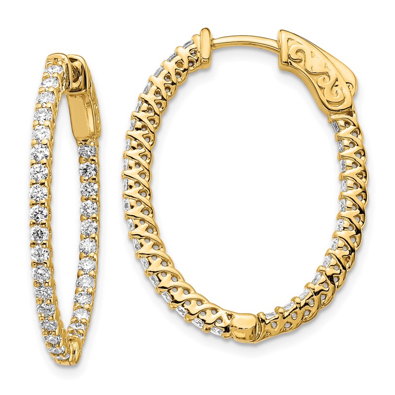 True Origin 14k 1 1/5 carat Lab Grown Diamond VS DEF Patented Safety Clasp In and Out Hoop Earrings