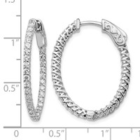 True Origin 14K White Gold 1.20 Carat Lab Grown Diamond VS+ F+ Complet in and Out Hoop Earrings view 2