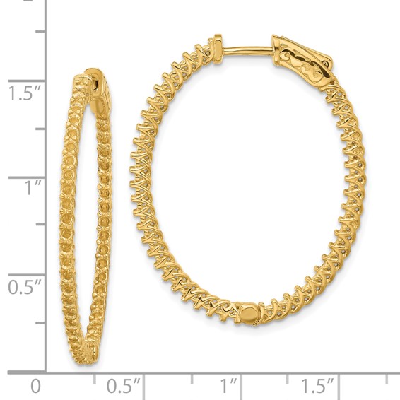 14k (Holds 88-1.7mm Round) Oval In/Out Hoop w/Safety Clasp Earring Mountings