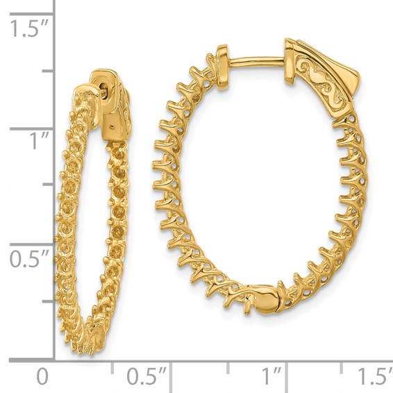 14k (Holds 50-2.0mm Round) Oval In/Out Hoop w/Safety Clasp Earring Mountings