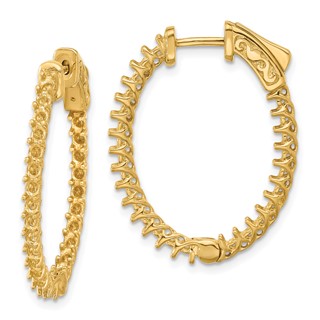 14k (Holds 50-2.0mm Round) Oval In/Out Hoop w/Safety Clasp Earring Mountings