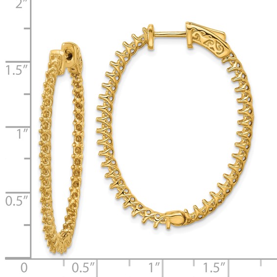 14k (Holds 80-1.9mm Round) Oval In/Out Hoop w/Safety Clasp Earring Mountings