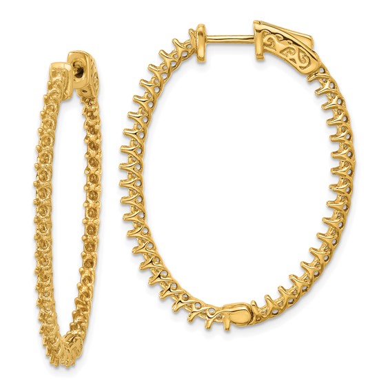 14k (Holds 80-1.9mm Round) Oval In/Out Hoop w/Safety Clasp Earring Mountings