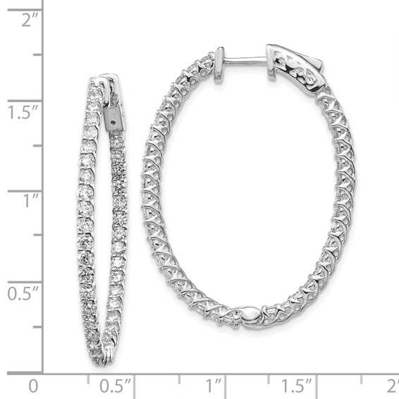 14k White Gold (Holds 80-1.9mm Round) Oval In/Out Hoop w/Safety Clasp Earring Mountings