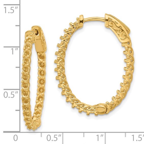 14k (Holds 46-2.3mm Round) Oval In/Out Hoop w/Safety Clasp Earring Mountings