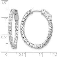 14K White Gold 2.3 Carat Diamond Oval in Out Hoop Earrings with Safety Clasp view 4