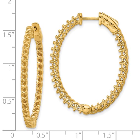 14k (Holds 66-2.0mm Round) Oval In/Out Hoop w/Safety Clasp Earring Mountings