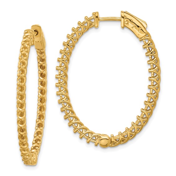 14k (Holds 66-2.0mm Round) Oval In/Out Hoop w/Safety Clasp Earring Mountings