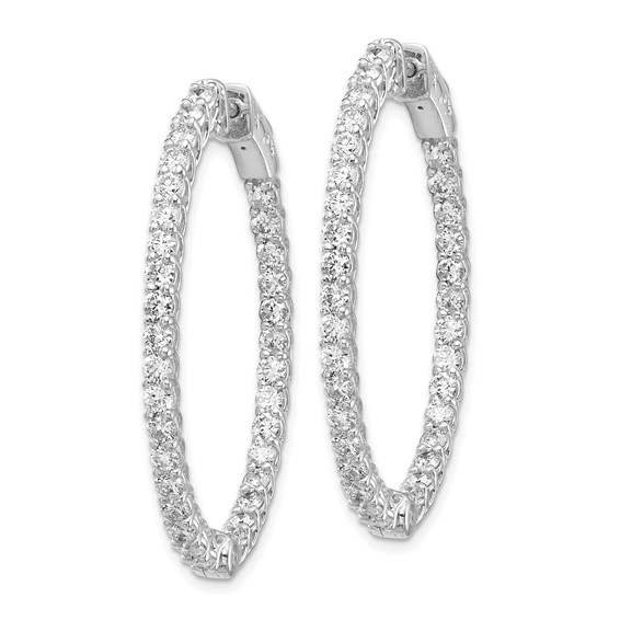 14k White Gold (Holds 66-2.0mm Round) Oval In/Out Hoop w/Safety Clasp Earring Mountings