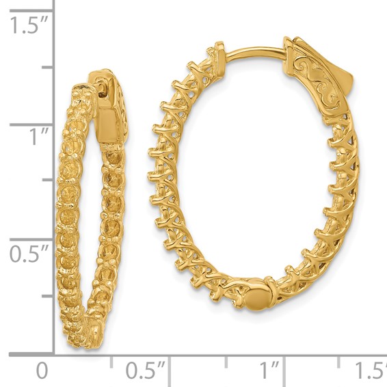 14k (Holds 42-2.6mm Round) Oval In/Out Hoop w/Safety Clasp Earring Mountings