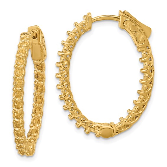 14k (Holds 42-2.6mm Round) Oval In/Out Hoop w/Safety Clasp Earring Mountings