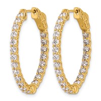 14K Yellow Gold 2.4 Carat Diamond Oval in Out Hoop Earrings with Safety Clasp view 2