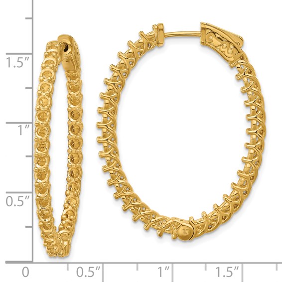 14k (Holds 64-2.6mm Round) Oval In/Out Hoop w/Safety Clasp Earring Mountings