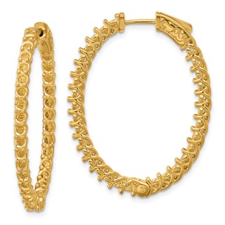 14k (Holds 64-2.6mm Round) Oval In/Out Hoop w/Safety Clasp Earring Mountings