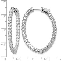 14K White Gold 4.3 Carat Diamond Oval in Out Hoop Earrings with Safety Clasp view 4