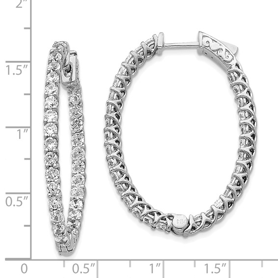 14k White Gold (Holds 64-2.6mm Round) Oval In/Out Hoop w/Safety Clasp Earring Mountings
