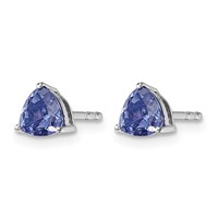 14K White Gold 5mm Trillion Tanzanite Post Earrings view 2