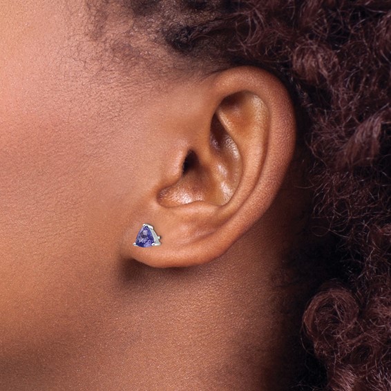 14k White Gold 5mm Trillion Tanzanite Post Earrings