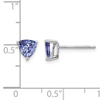 14K White Gold 5mm Trillion Tanzanite Post Earrings view 4