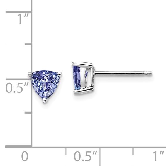 14k White Gold 5mm Trillion Tanzanite Post Earrings