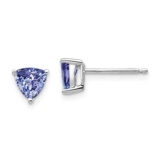 14k White Gold 5mm Trillion Tanzanite Post Earrings