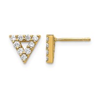 14K Yellow Gold 0.33 Carat Diamond Open Triangle Post Earrings view 1