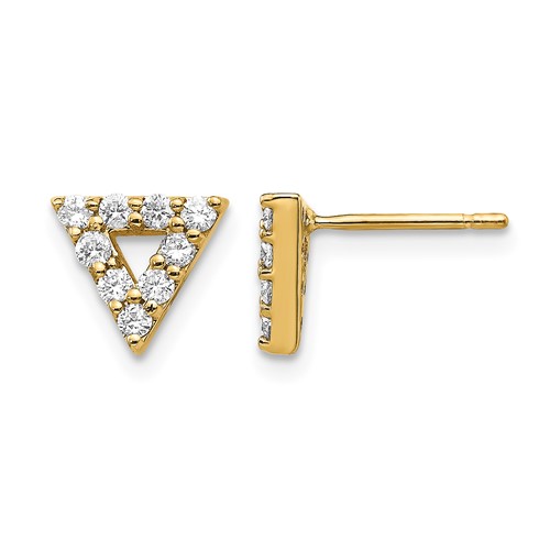 14K Yellow Gold 0.33 Carat Diamond Open Triangle Post Earrings