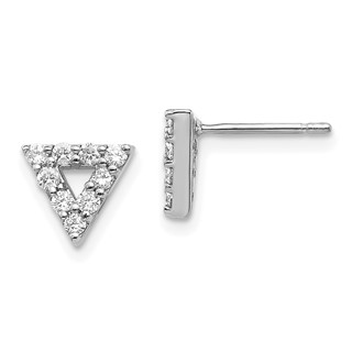14k White Gold Triangle Open Earrings Mounting