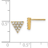 14K Yellow Gold 0.33 Carat Diamond Cluster Triangle Post Earrings view 2