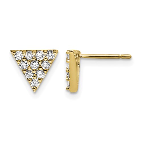 14K Yellow Gold 0.33 Carat Diamond Cluster Triangle Post Earrings