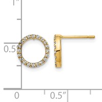 14K Yellow Gold 0.17 Carat Diamond Open Circle Post Earrings view 2