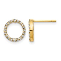 14K Yellow Gold 0.17 Carat Diamond Open Circle Post Earrings view 1