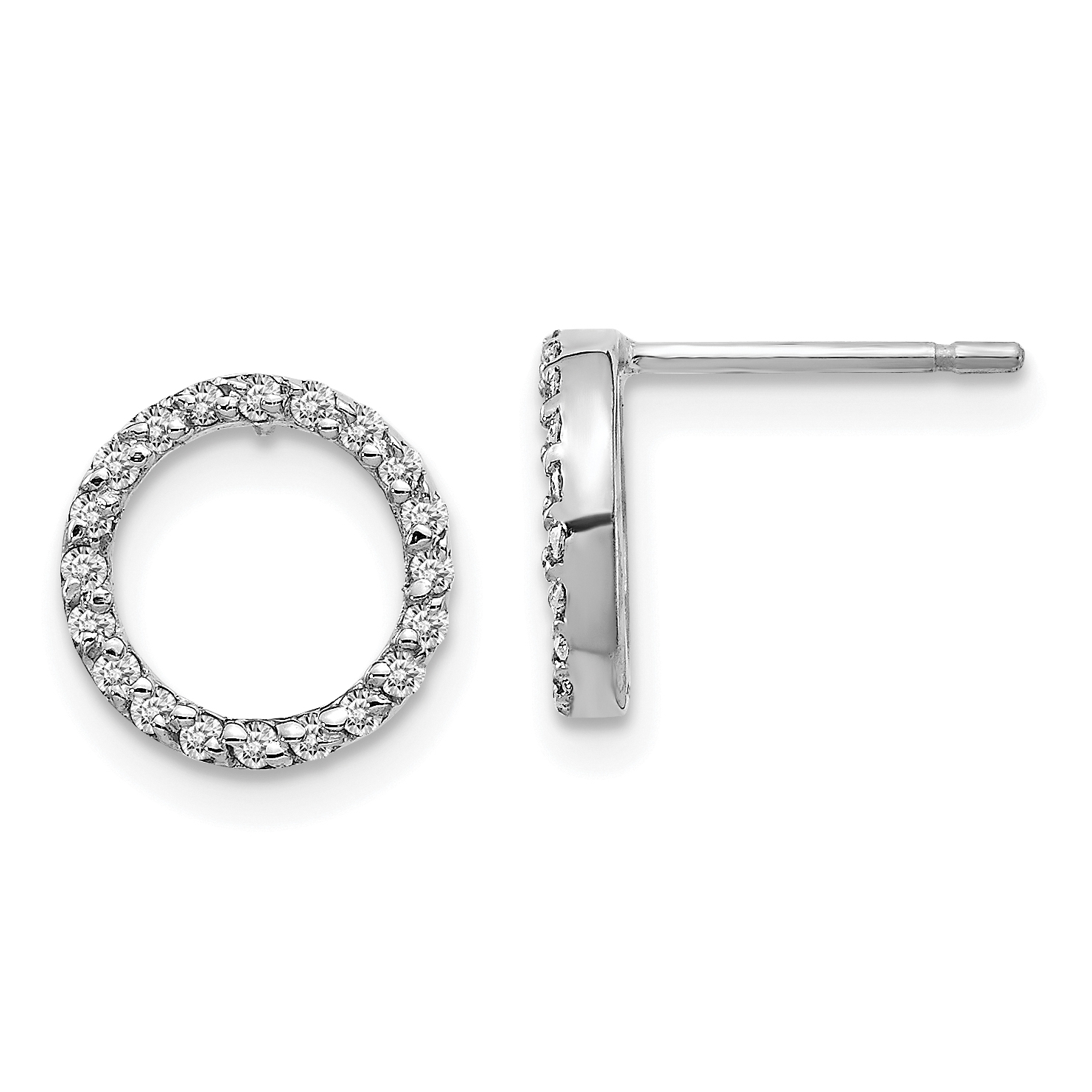 14k White Gold Diamond Open Circle Earrings (XE3073WA)