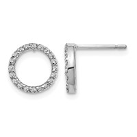14K White Gold 1 6 Carat Diamond Open Circle Post Earrings view 1