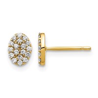 14K 1 4 Carat Diamond Cluster Oval Earrings view 1
