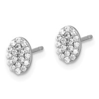14K White Gold 0.25 Carat Diamond Cluster Oval Earrings view 2