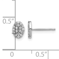 14K White Gold 0.25 Carat Diamond Cluster Oval Earrings view 4