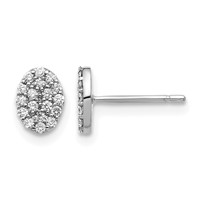 14K White Gold 0.25 Carat Diamond Cluster Oval Earrings view 1