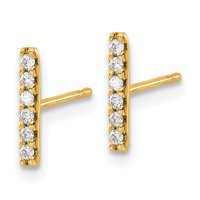 14K Yellow Gold 0.10 Carat Diamond Bar Post Earrings view 2