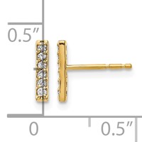 14K Yellow Gold 0.10 Carat Diamond Bar Post Earrings view 4