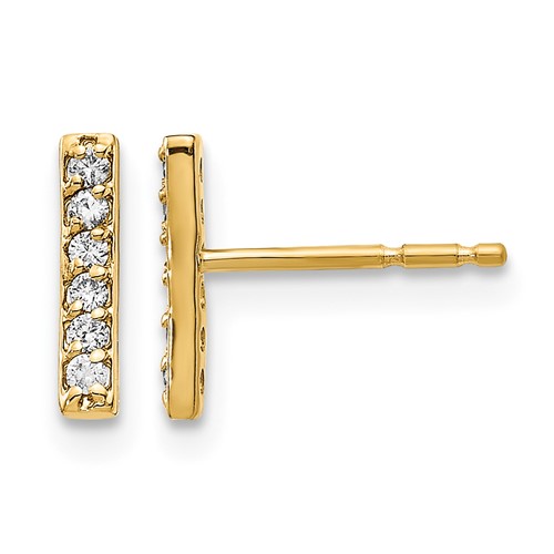 14K Yellow Gold 0.10 Carat Diamond Bar Post Earrings