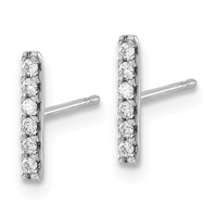 14K White Gold 0.10 Carat Diamond Bar Earrings view 2